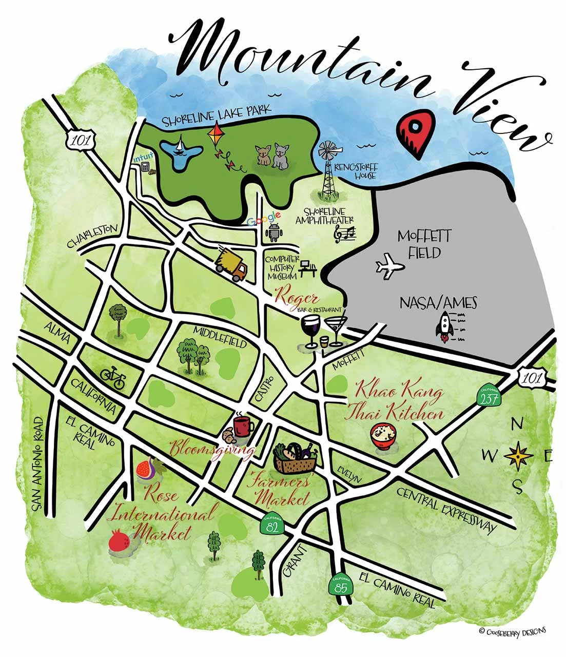 Eat Drink Local Mountain View by Alan Chazaro. Illustration by Gooseberry Designs.