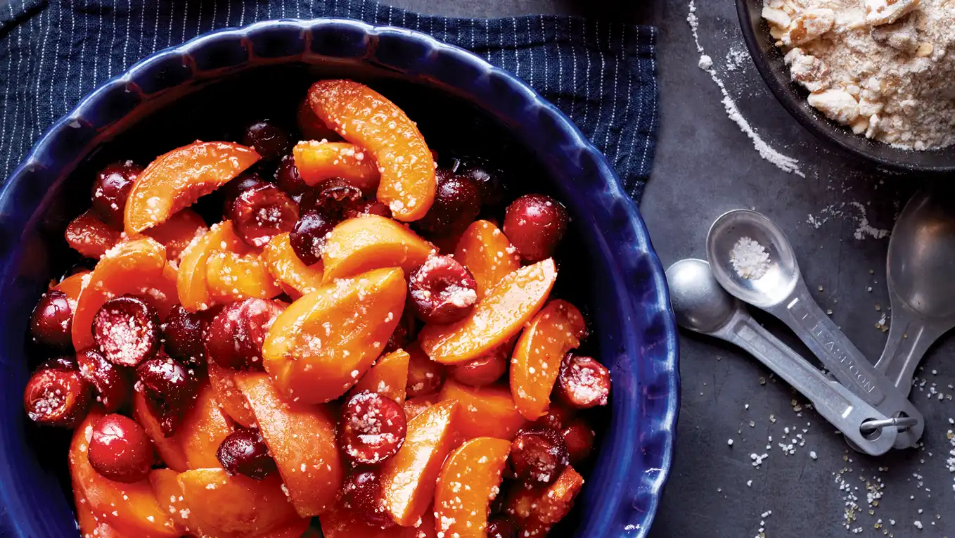 Warm Apricot and Cherry Crisp : from book Wine Country Table | Edible Silicon Valley
