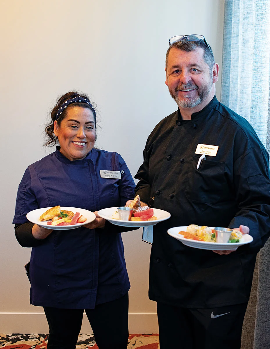 Chefs Cindy Padilla and Tony Crane with a few selections from the Gourmet Bites program