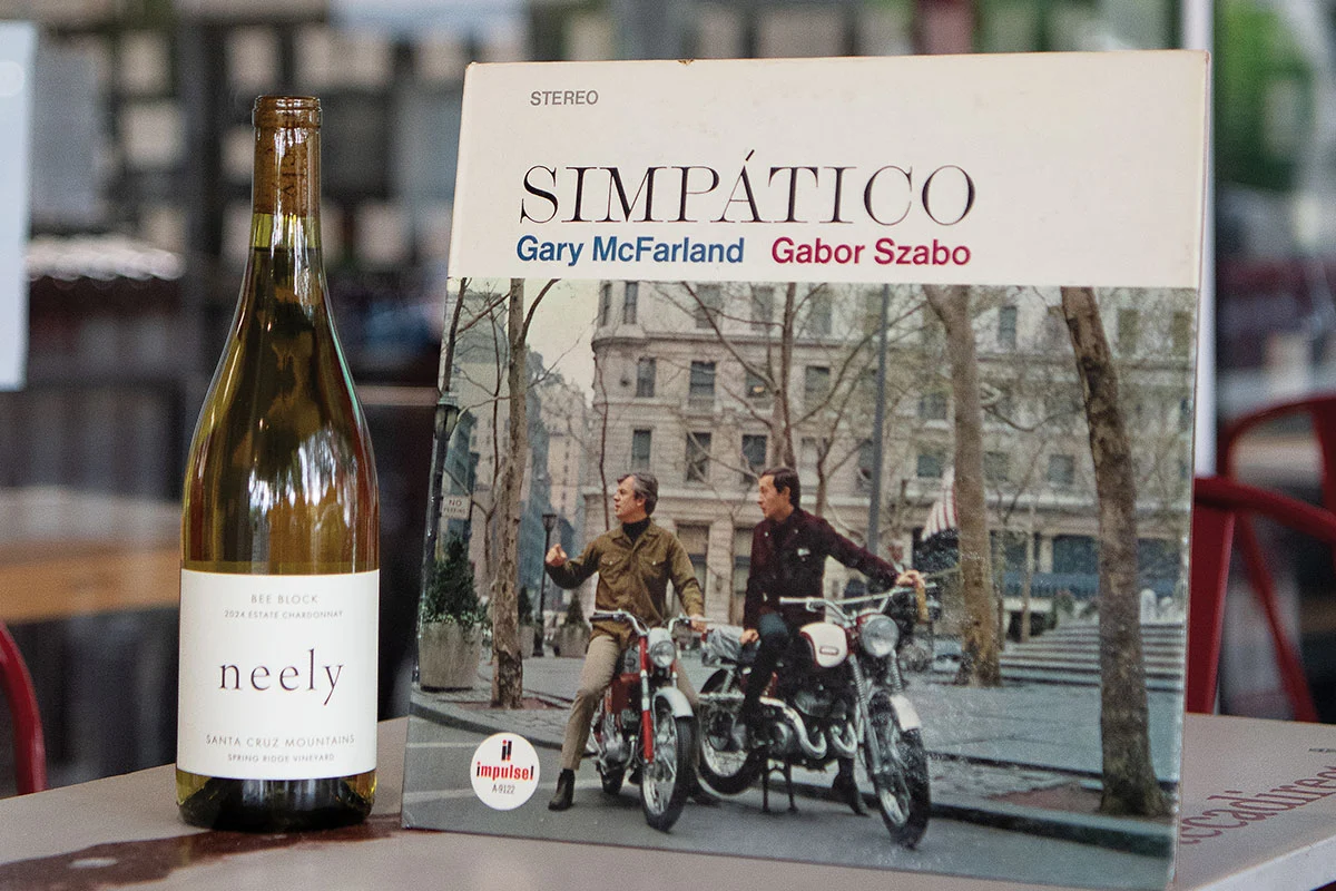 Neely Chardonnay from Santa Cruz Mountains paired with Simpatico by Gary McFarland and Gabor Szabo